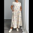 thumbnail image 4 of Vestido de Verano para Mujer, Talla Grande, Informal, Sin Mangas, con Tirantes Finos, para Playa Flores de Albaricoque 4XL, 4 of 7