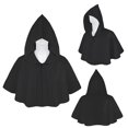 thumbnail image 2 of PXLKNZH Men's and Women Halloween Costume Shawl Cloak Solid Color Short Hooded Poncho Coat Beach Outfit Sun Protection Shrug Cape Winter Hooded Outerwear Black,Free Size, 2 of 6