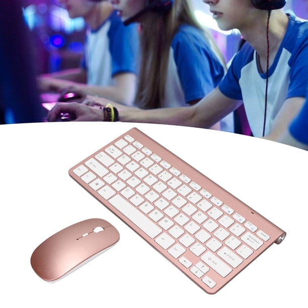 Combo de Teclado y Mouse Teclado Inalámbrico de 78 Teclas 24G con Botón de Silencio Recubrimiento UV Cómodo Ergonómico Ultrafino Teclado con Teclas Grabadas con Mouse
