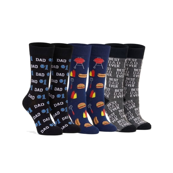 Best Dad Ever, #1 Dad and BBQ Novelty Funny Socks Father's Day 3-Pack Gift Set