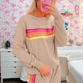thumbnail image 2 of MORTTIC Women's Striped Long Sleeve Crewneck Sweatshirt & Pants Set - Stretchy Elastic Waistband, Fall Winter Home & Sportswear Outfit, 2 of 4