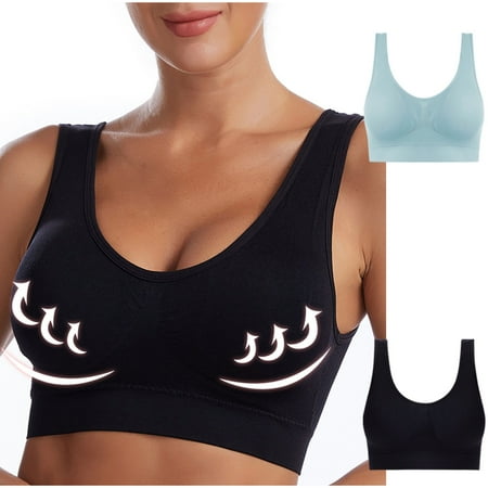 MLCDZ Seamless Sports Bras for Women 2 Pack Wireless Bras Low Impact Stretchy Sports Bra Sleep Comfortable Yoga Sleep Bras with Removable Pads Pack of 2-Multicolor#19 M