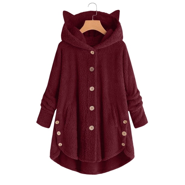 Puntoco Mujer Abrigo Moda Mujer Botón V-Cuello Jersey tops Manga Larga Blusa Con Capucha Ciat Navidad Liquidación Puntoco Puntoco-2456