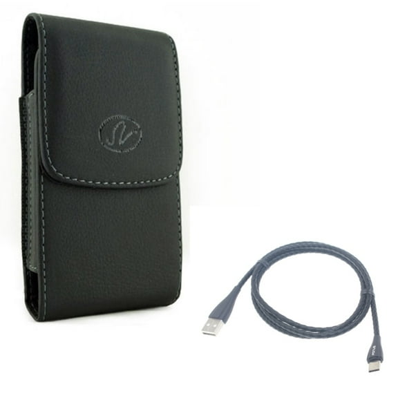 Leather Case Belt Clip w Type-C Metal USB Cable for OnePlus 9 Phone - Holster Cover Pouch, Charger Cord Power Wire P3P for OnePlus 9