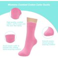 thumbnail image 2 of Womens Combed Cotton Color Thin socks Viscose- Breathable Soft Crew Casual Socks Comfort Gift 4 Pairs, 2 of 6