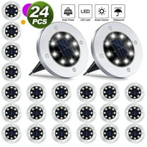 Solar Lights Outdoor 24Pack, IP68 Waterproof LED Solar Powered Ground Lights Decorative Outdoor Disk Lights, Solar Garden Lights for Patio Lawn Pathway Path Yard Landscape Driveway Backyard White