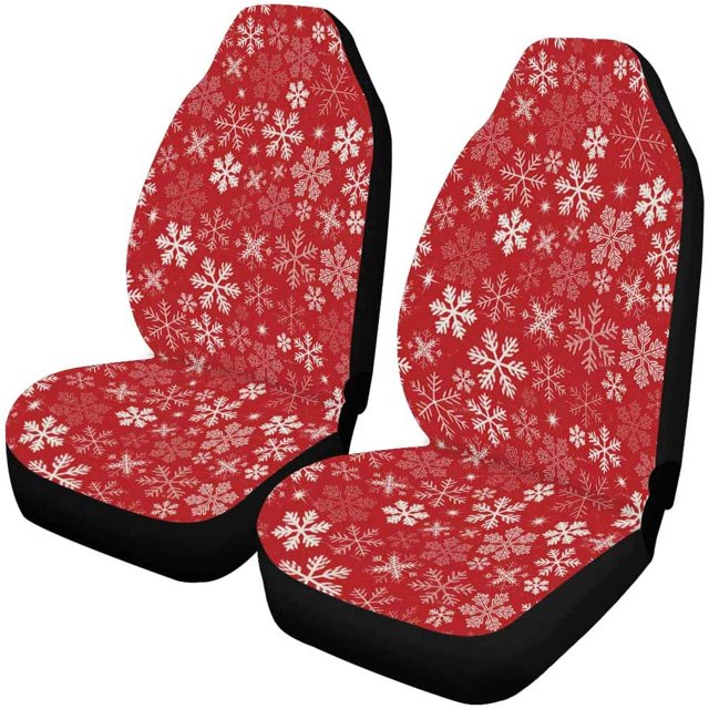 Juego de 2 fundas para asientos de coche ABPHQTO rojo blanco copo de nieve Universal