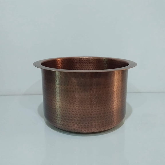 Round Shape Copper Undermount Bar Sink - Single Bowl 16-Gauge Antique Finish - Perfect For Home, Hotel, Bar Accessory - 18'' x 8''