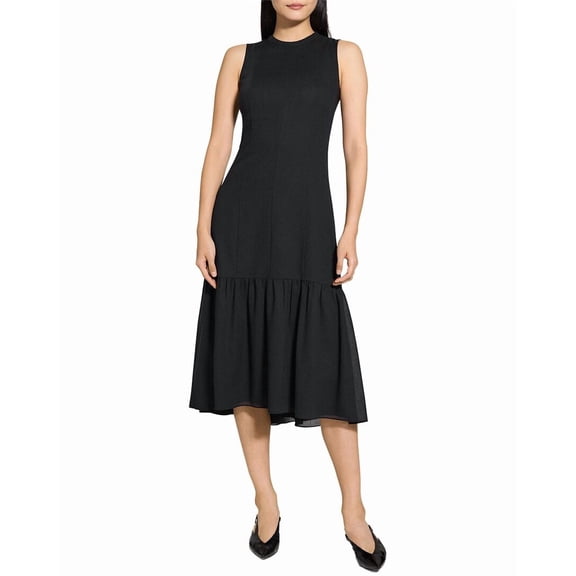 Theory womens Tie Neck Dress, 2, Black