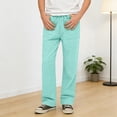 thumbnail image 2 of Rhuody Boy Pants Straight Leg Pants Elastic Waist Solid Color Baggy Trousers For Kids Simple Wear Mint Green 16-17 Years, 2 of 5