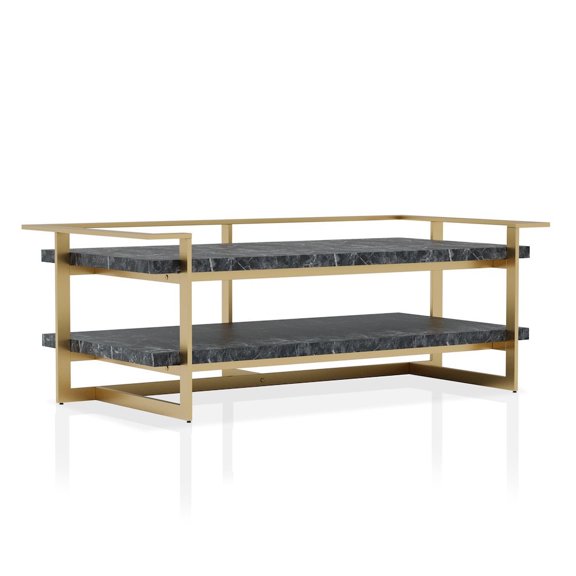 Lovell 1-Shelf Metal Rectangle Coffee Table, Gold and Black