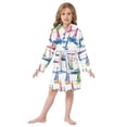 thumbnail image 6 of FORMRS Kids Bathrobe Unisex Hooded Robe Toddler Pajamas Sleepwear, Size 7-9T, Hand Drawn Sailboats, 6 of 7