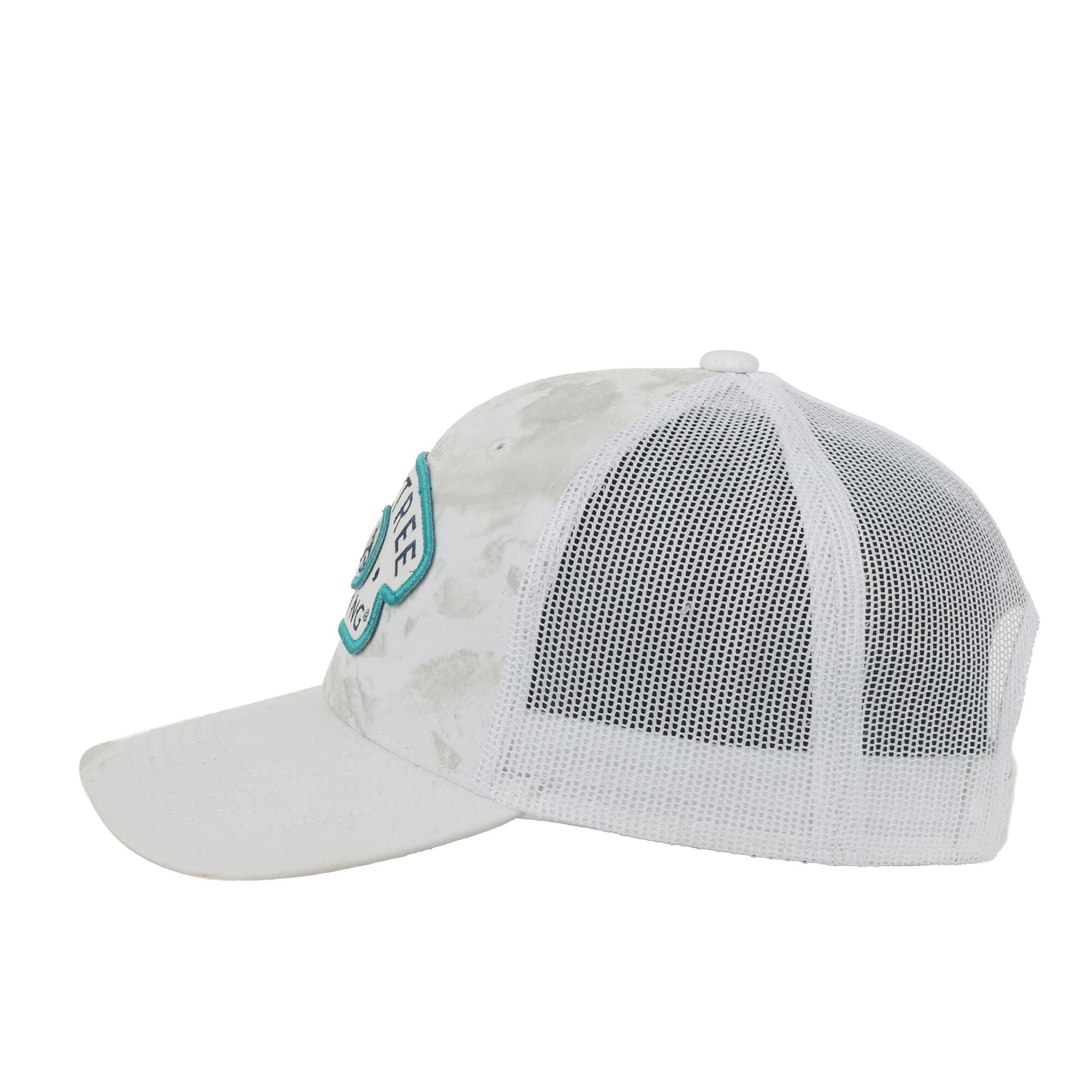 Realtree® Fishing WAV3 White Camo Patch Hat – Mid Profile Mesh Back Snapback, One Size