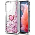 thumbnail image 2 of Nagebee For Motorola Moto G Stylus 5G 2024 Phone Case with Tempered Glass Screen Protector, Ring Holder/Wrist Strap, Glitter Liquid Floating Waterfall Cute Phone Cover (Rose Gold), 2 of 5