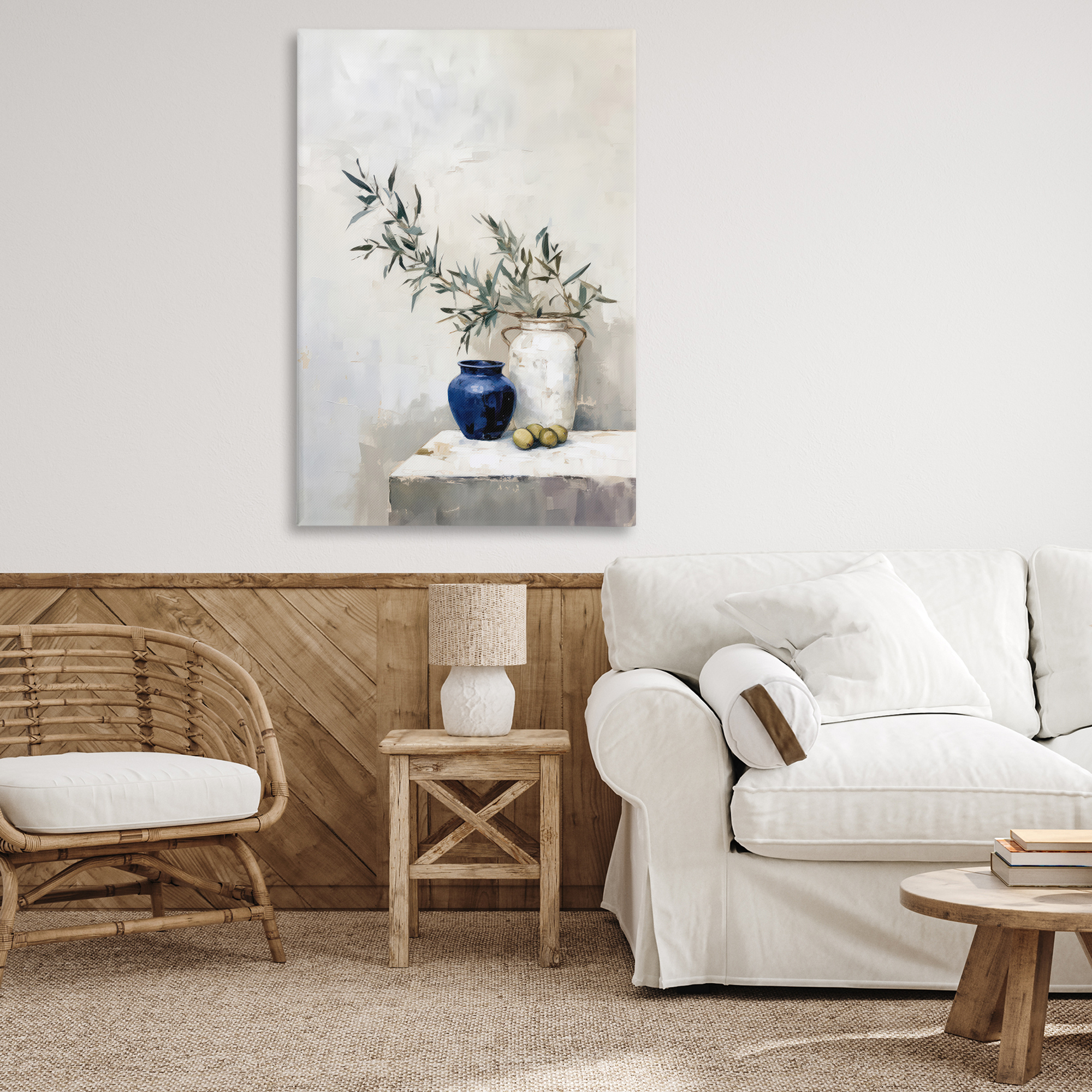 Stupell Industries Olives & Pottery Still Life Plants & Flowers Painting Wrapped Canvas Art Print Wall Art, 30 x 45