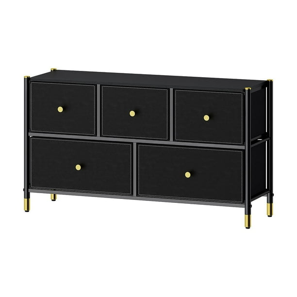 5 Drawer Dresser and TV Stand, Chest of Drawer Iron Frame Wide Storage