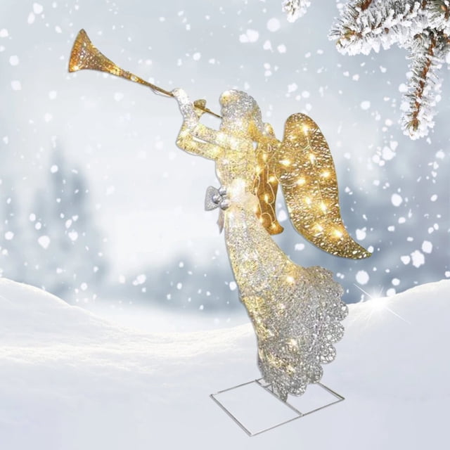 EASTIN Angel Table Decor Battery Powered LED Acrylic Garden Trinkets Lighted Angel Statue Office Decor