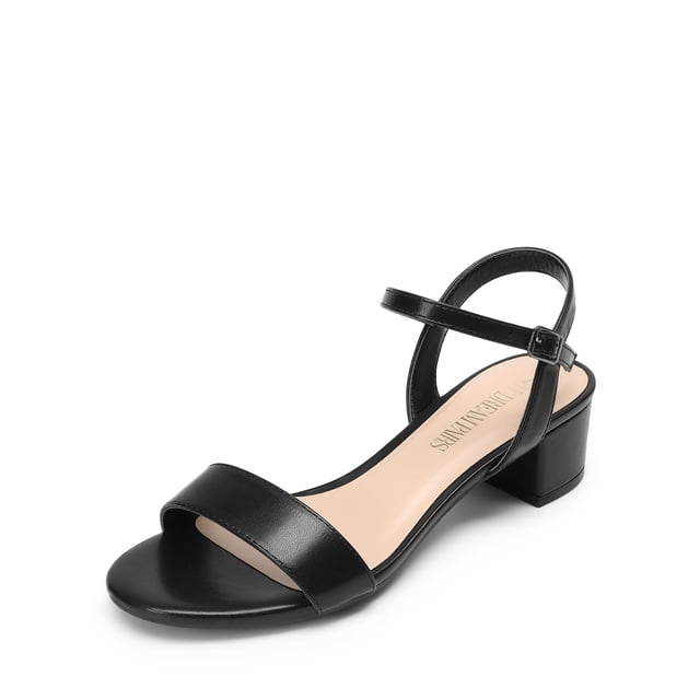 Sandalia DREAM PAIRS SDHS2301W-1 Negra de PU con Tacón Bajo y Grueso