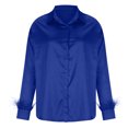 thumbnail image 6 of Turilly Women Fashion Long Sleeve V-Neck Solid Color Shirt Tops Blouse Shirt, 6 of 9