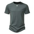 thumbnail image 4 of Jinda Men's V Neck Top Short Sleeve Tshirt Cotton Soft Lightweight Sports Casual Spring Fashion T-shirt Dark Grey X-Large, 4 of 4