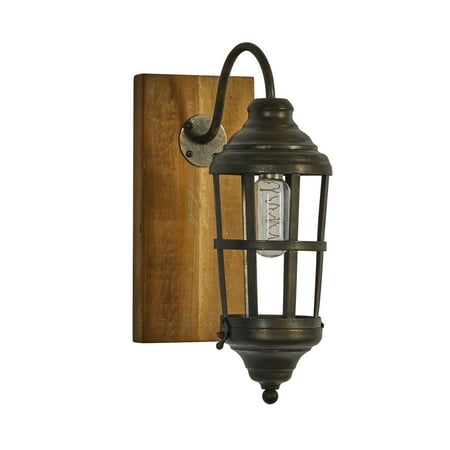 DecMode 5.5"W, 15"H Metal Industrial Candle Wall Sconce, Black, 1 - Piece