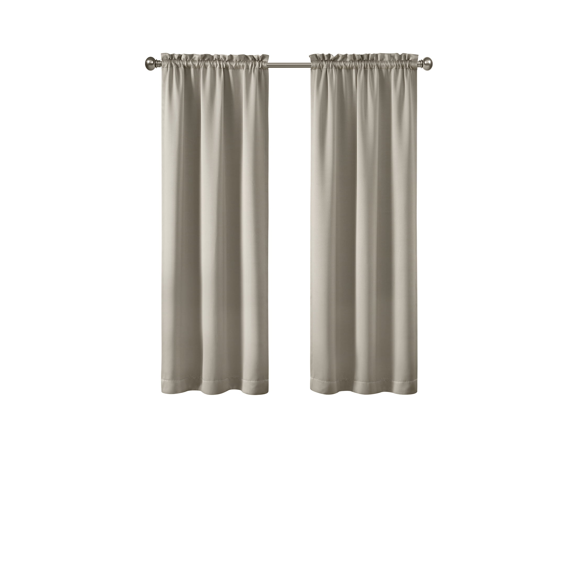 Mainstays Solid Blackout Curtain Panel Pair, Set of 2, Beige, 30”W x 63”L