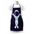 thumbnail image 3 of Science Party Apron, Whimsical Cartoon Style Image of an Astronaut Dancing on Outer Space, Unisex Kitchen Bib with Adjustable Neck for Cooking Gardening, Adult Size, Indigo White Blue, by Ambesonne, 3 of 4