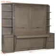 thumbnail image 2 of Harper & Bright Designs Queen Size Murphy Bed with Storage Shelves and Cabinets, Wooden Queen Cabinet Bed Wall Bed with Desk, Folding Wall Chest Bed for Guest Room Office, Gray, 2 of 18