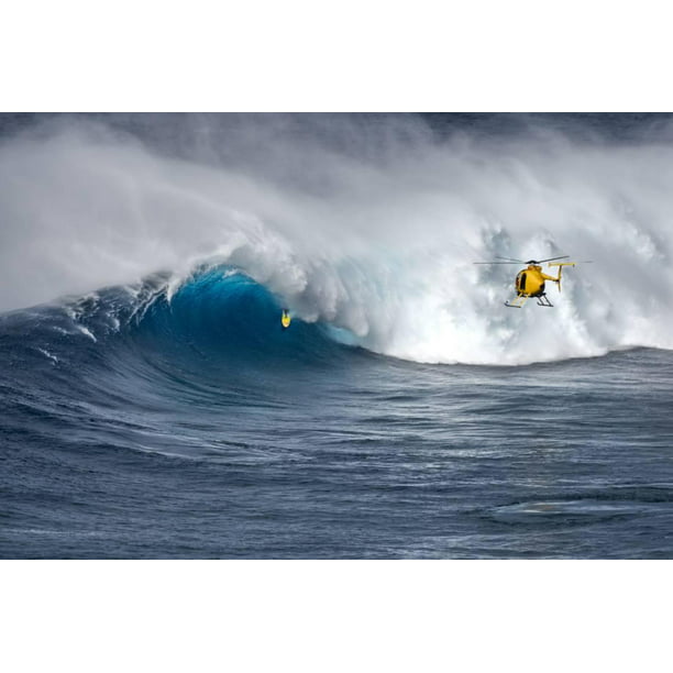 Hawaii Maui. Helicopter Crew Filming Kyle Lenny Surfing 