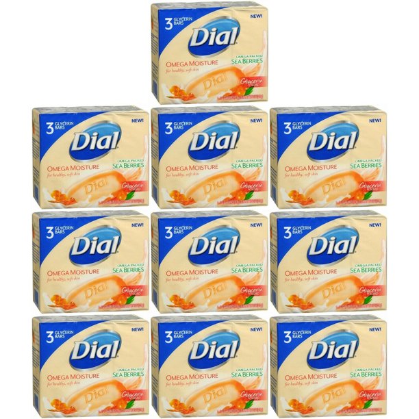 Dial Omega Moisture Sea Berries Glycerin Bar Soap, 4 Ounce, 3 Count