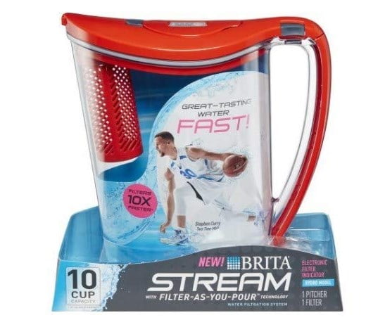 Brita Large 10 Cup Stream Filter as You Pour Water Pitcher with 1 Filter 