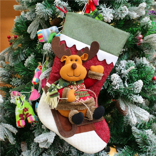 Navidad Socks Acolchados, Socks de Adornación 3D, Regalo de Navidad, Socks Colgantes para Exterior, Socks de Pared, Patrones Estampados, Socks de Navidad para Hogar, Socks para Decoración de