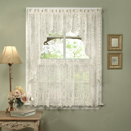 Swag Lace Valance - Hopewell Heavy Lace Floral Kitchen Curtain 36