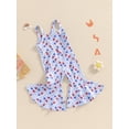 thumbnail image 6 of Aojekbee 4th of July Toddler Girls Romper Jumpsuit Flower Flag Print Sleeveless Bell Bottom Overalls Kids Summer Clothes, 6 of 10