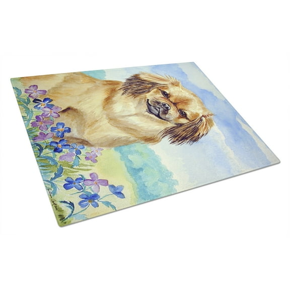 Caroline's Treasures Tibetan Spaniel Glass Cutting Board Large