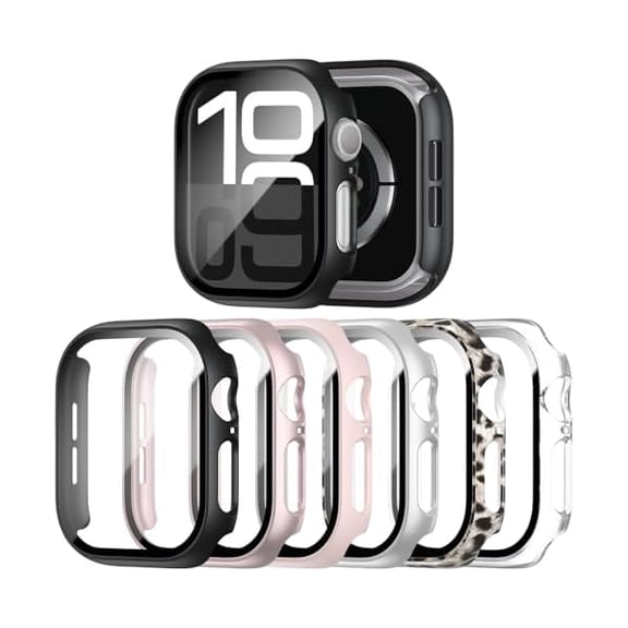 6 Pack Case with Tempered Glass Screen Protector for Apple Watch Series 11(2025) Series 10 42mm(2024), Hard PC Ultra-Thin Scratch Resistant Protective Face Cover for iWatch Series 10 11 42mm