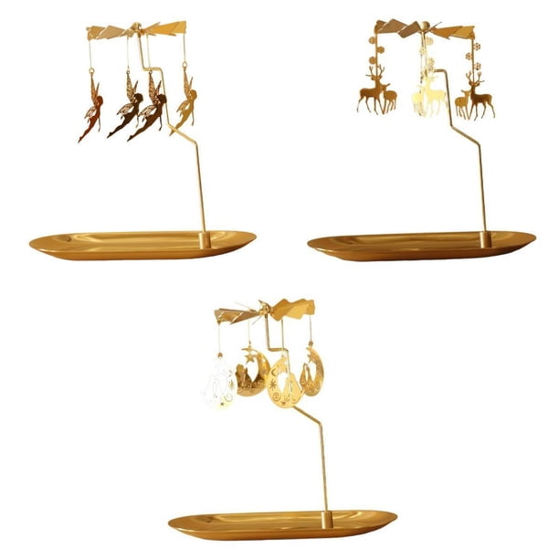 Portavelas giratorio,Portavelas giratorio,Portavelas Bandeja Portavelas para té,Portavelas para velas de pilar cónico,Portavelas de escritorio Moon Light Holder Decorativo,Inicio Boda Navidad
