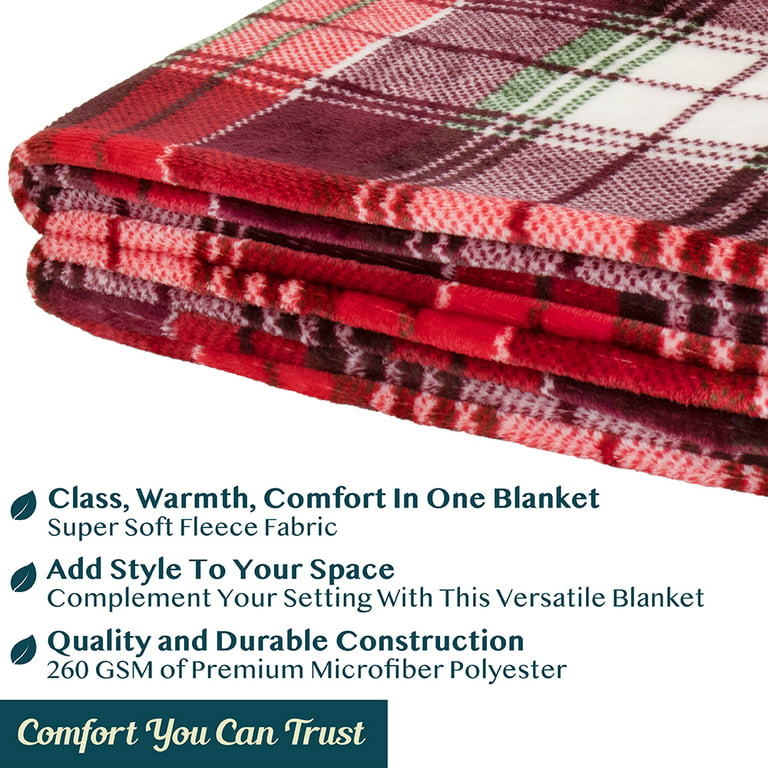 PAVILIA Christmas Throw Blanket | Holiday Christmas Red Fleece Blanket |  Soft, Plush, Warm Winter Cabin Throw, 50x60 (Red Snowflakes)
