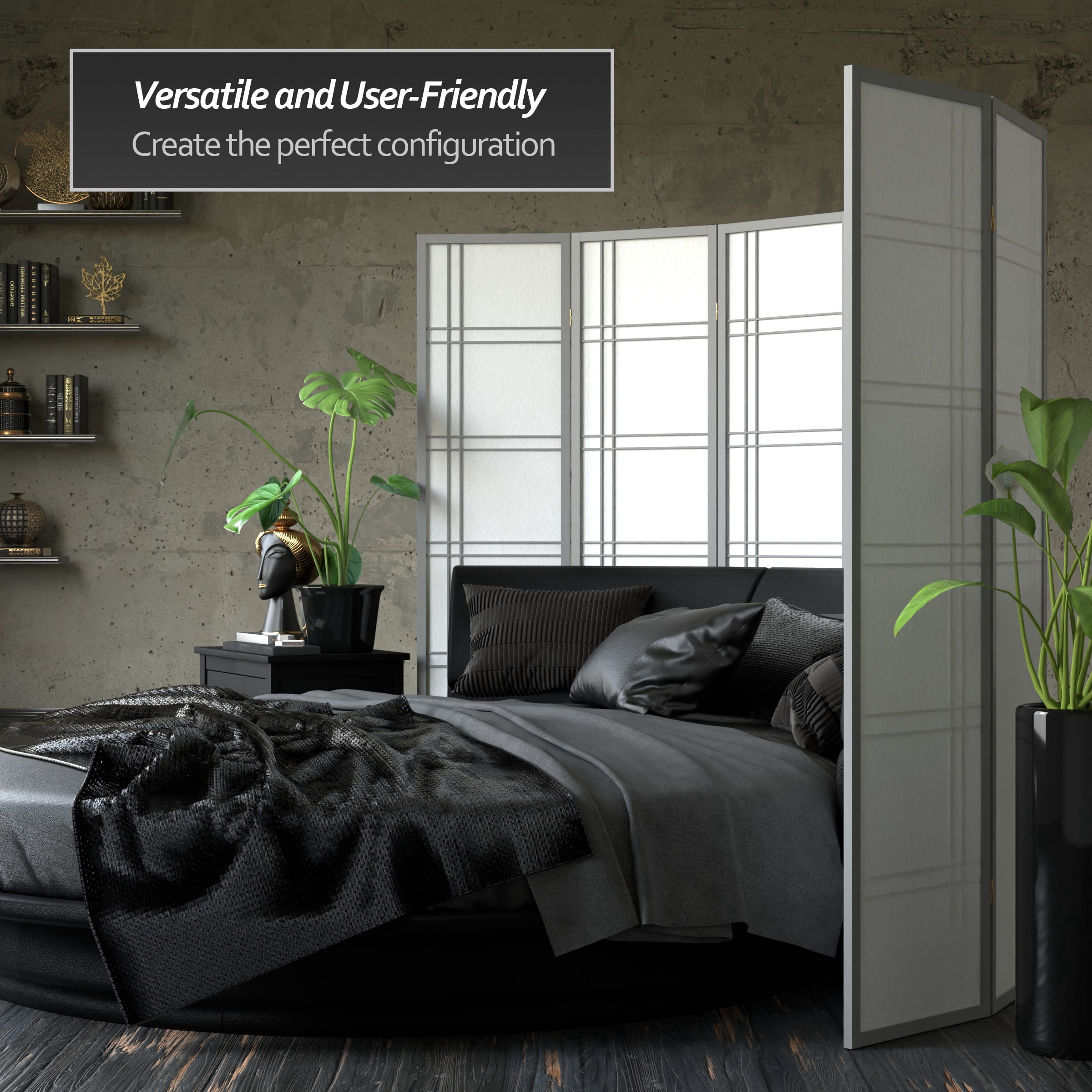 6 ft. Double Cross Shoji Screen - Special Edition Grey - Freestanding 4 Panel Divider