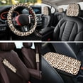 thumbnail image 4 of KUIFORTI Leopard Print 14 Pcs Seat Covers for Car Auto Center Console Armrest Pad Steering Wheel Cover Wristlet Keychain Car Interior Automotive Fits Most Cars, Sedans, SUVs, 4 of 7