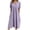 Purple, variant on Tshirt Dress Women Cotton Linen Spring Summer Short Sleeve V Neck Smocked Loose Fit Flowy Midi Dress with Pockets