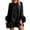 Black, variant on IWRICH Trendy Long Sleeve Feathers Midi Dress for Women Plus Size Elegant Formal Smocked Flowy Cute Party Dress Black M