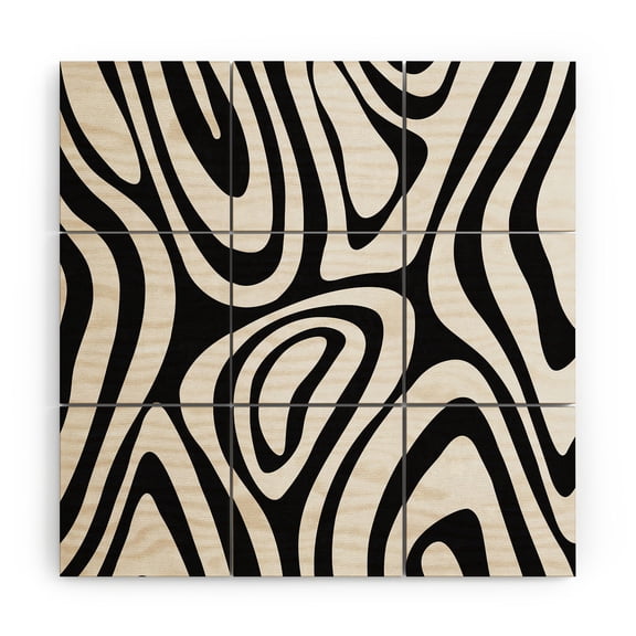 Society6 Alisa Galitsyna Black White Minimal Wood Wall Mural 4' x 4'