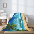 thumbnail image 4 of PHELIKA Summer Beach Palm Trees Pattern 01 All Season Soft Throw Blanket Lightweight Flannel Fleece Blankets 40" x 50", 4 of 8