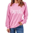 thumbnail image 4 of Tnhcen Women's Crewneck Valentine's Day Sweatshirt, Love Print Long Sleeve Pullover 100% Polyester Casual Fashion Top for Women XS - XL, 4 of 8
