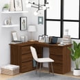 thumbnail image 1 of vidaXL Corner Desk Brown Oak 145x100x76 cm Engineered Wood, 1 of 5