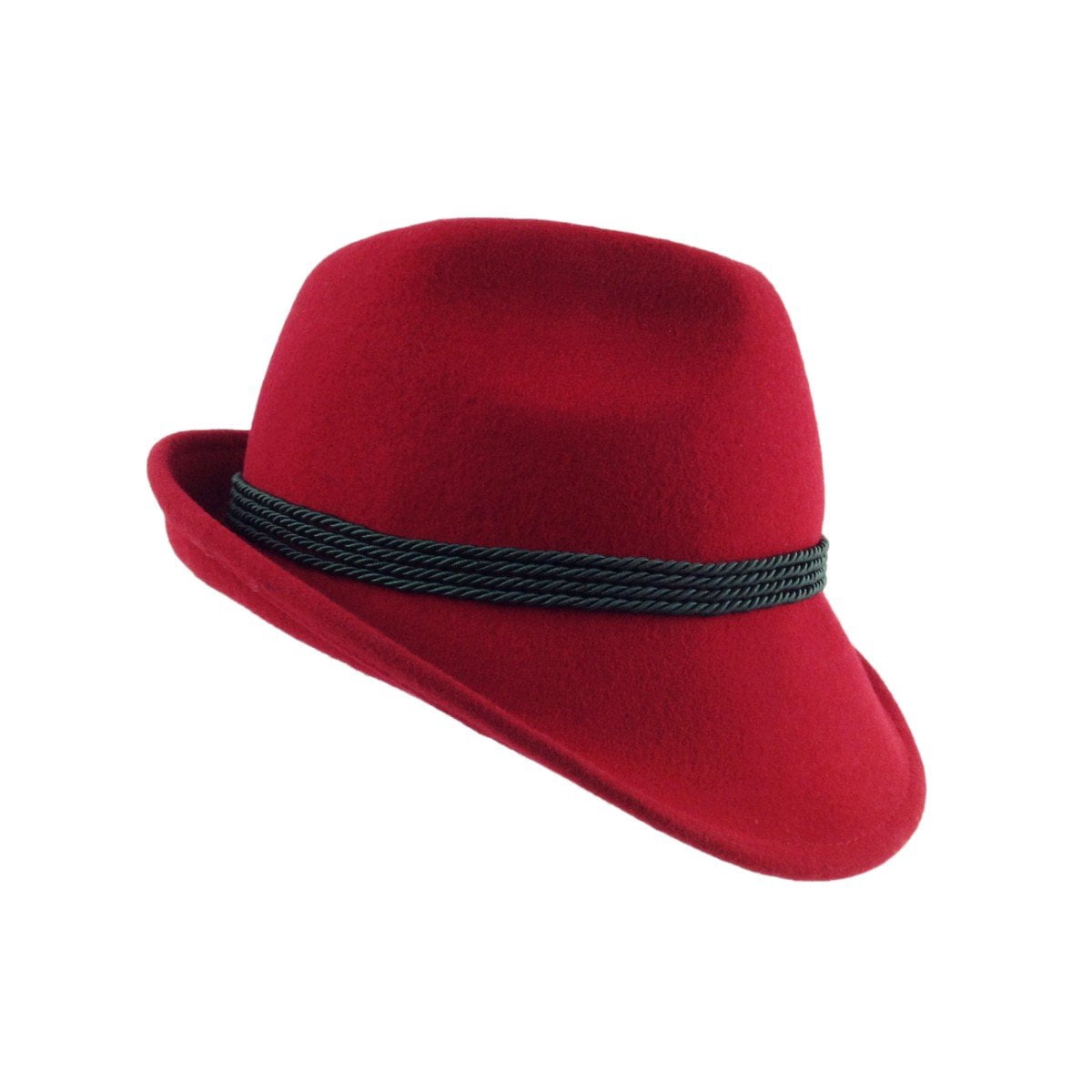 Bavarian German Alpine Wool Red Hat with Feather & Edelweiss Hat | Oktoberfest Fedora Hat for Men & Women | L