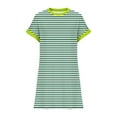thumbnail image 4 of Kaemgyyd Dress for Women Casual Loose Crew Neck T Shirt Dress Soft Stripe Printing Short Sleeve Mini Tunic Dresses with Pockets, 4 of 6