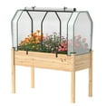 thumbnail image 1 of Costway Raised Garden Bed with Dual Zipper Door Greenhouse for Patios and Backyards Natural, 1 of 9