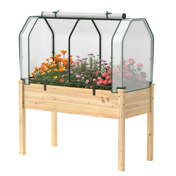 Costway Raised Garden Bed with Dual Zipper Door Greenhouse for Patios